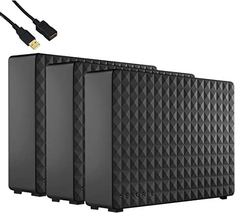 Seagate Expansion 42TB (14TB x 3) External Hard Drive 3.5 inch USB 3.0 for Laptop Desktop Windows Computer, Crypto Chia Mining - STEB14000402 - BROAGE USB Extension Cable