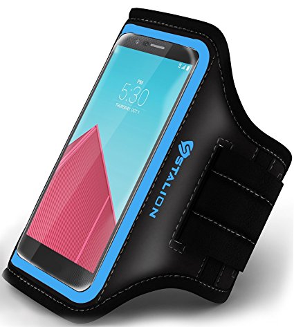 Stalion Sports Exercise Gym Running Armband Case Universal for ALL Smartphones LG Sony HTC Nokia Huawei ZTE Google Nexus Motorola Blackberry Asus BLU Samsung (4.7-5.5" Inch Display)(Cyan Blue)