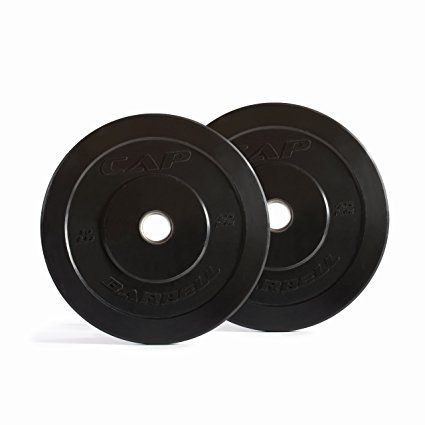 Cap Barbell Black Rubber Bumper Plates, Pair