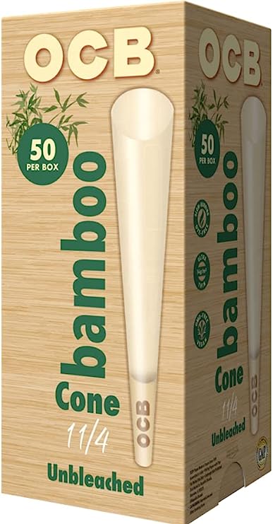 OCB Bamboo Unbleached Cones 50/box with GCC Sticker