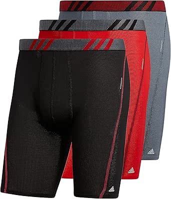 adidas Men's Sport Performance Mesh Long Boxer Brief Underwear (3-Pack)