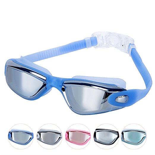 Unisex Adult Swimming Goggles For Men And Women, Anti-fog, UV-Protection, Watertight, Wide Large Frame and Mirrored Lens Youth Swim Goggles