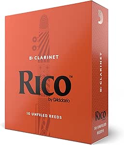 D’Addario Woodwinds - Rico Bb Clarinet Reeds - Reeds for Bb Clarinet - Crafted for Beginners, Students, Educators - Strength 2.5, Pack of 10