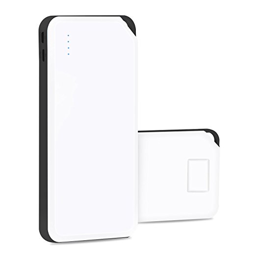 12000mAh Power Bank, Dual USB Output ports Portable Charger Ultra-compact External Battery Pack,3 USB Input ports Phone Charger with LED for iPhone, Samsung, HTC, Huawei, Tablets and More(White Black)