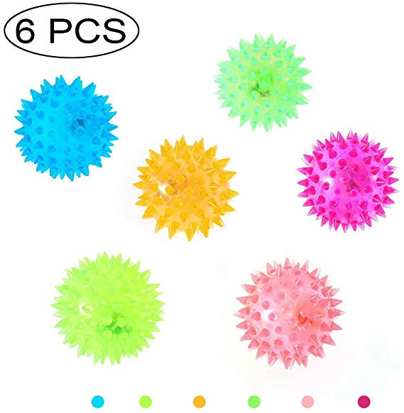 6PCS Flashing Spiky Ball For Pre-Kindergarten Toys,Message Ball With LED Light Up,Bounce Press Sensory Fidget & Stress Relief Sensory Balls, Hard & Soft Combo , For Kids, Adults, Pet Color Randomly