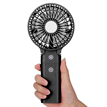 DOIOWN Handheld 3 Speeds Battery Rechargeable Portable Table Fan Black