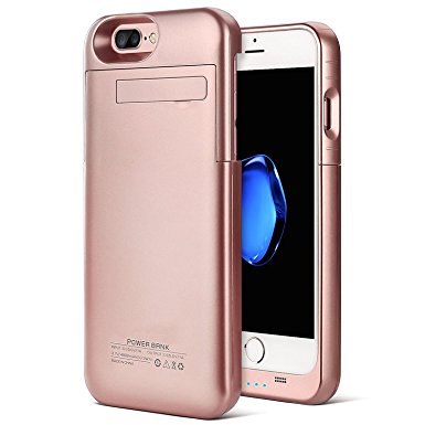 iPhone 7 Plus Battery Case, Kattiettery Charger Case for iPhone 7 plus/6S plus/6 Plus 4000mAh Portable Charger Rechargeable External Battery Pack Charging Cases for iPhone 7/6S/6 Plus - Rose Gold