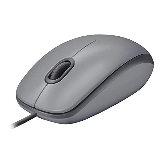 Logitech M110 Silent Corded Mouse, Comfortable Full-Size Computer Mouse with Quiet Click For Laptop, Notebook, PC and Mac - Grey