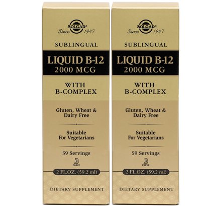 Solgar - Sublingual Liquid B-12 2000mcg with B-Complex Twinpack-4floz