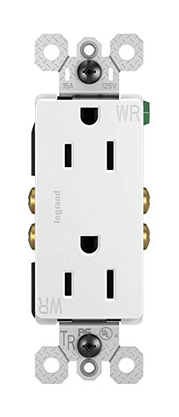 Legrand - Pass & Seymour radiant 885TRWRWCC8 Tamper-Resistant/Weather-Resistant Outdoor 15 Amp Duplex Outlet, White