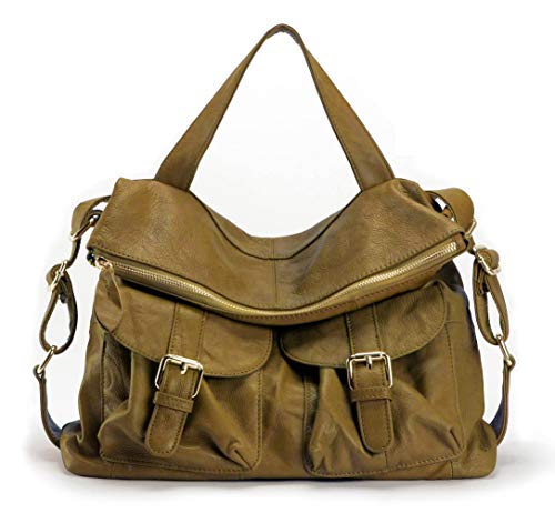 La Poet Women’s Genuine Leather Convertible Crossbody Shoulder Hobo Bag