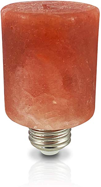 Dream Salts Natural Himalayan Salt Light Bulb/Hand Carved Rock Crystal/Air Purifying Deodorizer / E26 Base (Cylinder)