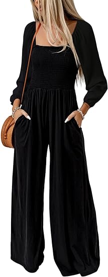 Dokotoo Women's Casual Loose Overalls Jumpsuits One Piece Sleeveless Wide Leg Long Pant Rompers With Pockets