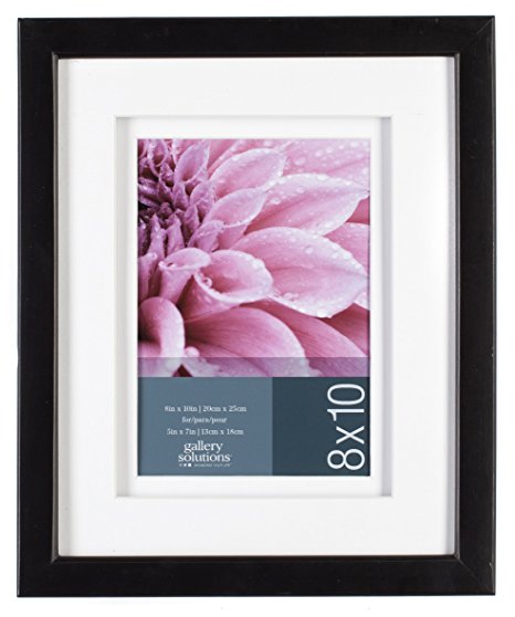 Gallery Solutions Black Gallery Frame, 8 by 10-Inch Matted to 5 by 7-Inch