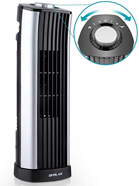 Ultra-Slim Oscillating Tower Fan,Portable Electric Desktop Fan,Quiet Personal Cooling Fan,14 Inch, 2 Settings,Rotating Standing Fan Perfect for Home and Office