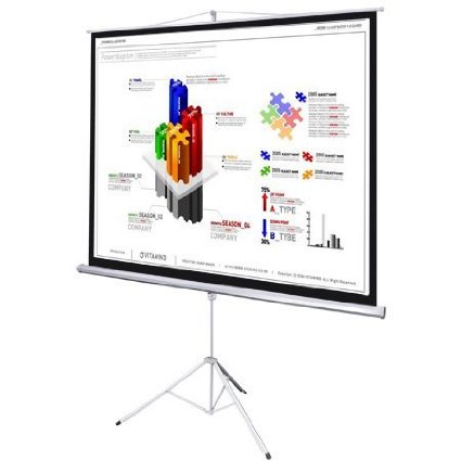 Safeplus Tripod Projection Screen, Portable Tripod Floor Stand Manual Pull up Home Theater Office Presentation Projector Screen 100 Inch Diagonal (70" x 70" / 1:1)