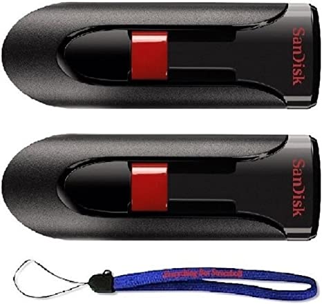 SanDisk Cruzer Glide 32GB (2 Pack) USB 2.0 Flash Drive Jump Drive Pen Drive SDCZ60-008G - w/ (1) Everything But Stromboli (tm) Lanyard