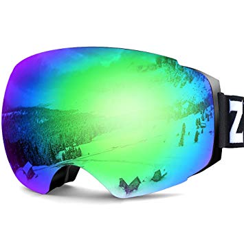 Zionor X4 Ski Snowboard Snow Goggles Magnet Dual Layers Lens Spherical Design Anti-Fog UV Protection Anti-Slip Strap for Men Women