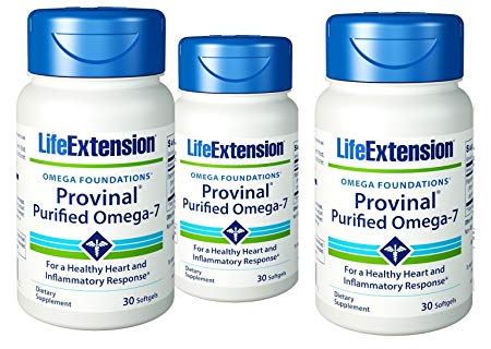 Life Extension Provinal Purified Omega-7, 30 Softgel 210 mg (Pack of 3)