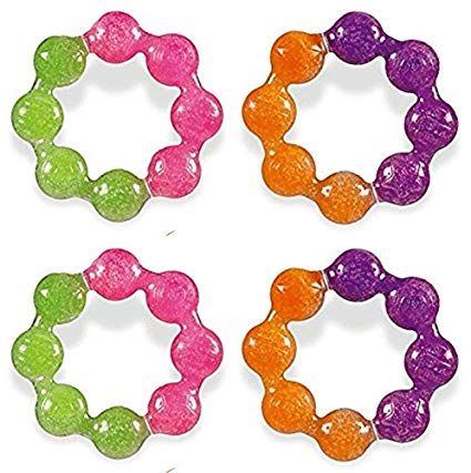 Munchkin Fun Ice Soothing Ring Teether, Colors May Vary, - 4 Count