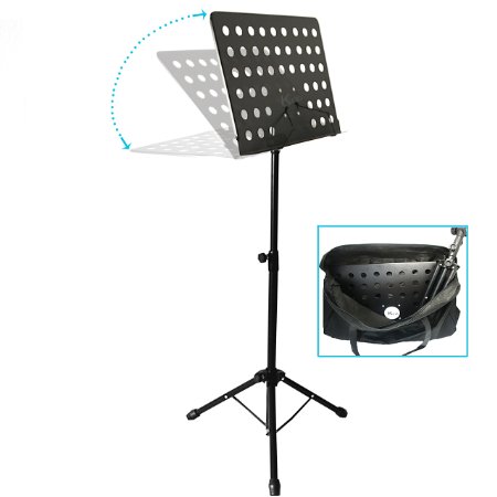 Music Stands for Sheet Music - Black Stand - Portable for Instrument books & Holders with Bag - Piano, Guitar, Violin, Flute, Clarinet