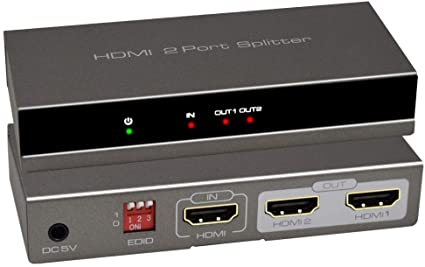 HDMI Splitter 1 x 2, Cingk HDMI Signal Splitter Amplifier Switcher Box Hub  1 Input 2 Output EDID Support 4K 3D for HDTV,PC, PS3, PS4, Xbox, Blue-ray etc