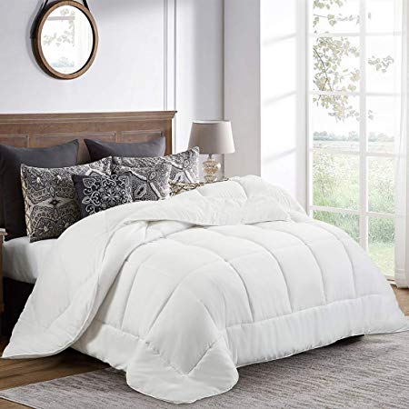 Balichun Twin Comforter (64 by 88 inches) - White Down Alternative Comforters Soft Quilted Duvet Insert with Corner Tabs Luxury Hotel Collection 1800 Series - All Season