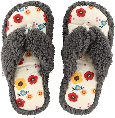 Lazy One Spa Flip-Flop Slippers for Women, Girls' Fuzzy House Slippers