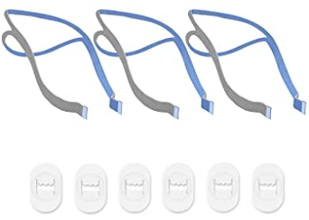 Replacement Headgear Compatible with ResMed Airfit P10 Nasal Pillow CPAP Mask Straps Included 3 Super Elastic Straps and 6 Adjustment Clips(3 Pack)