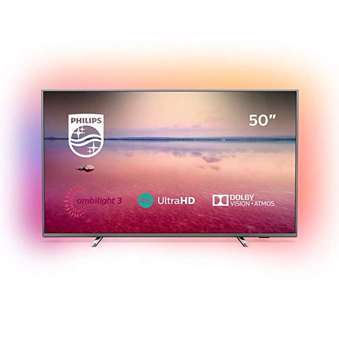 Philips 50PUS6754/12 50-Inch 4K UHD Smart TV with Ambilight, HDR 10 , Dolby Vision, Dolby Atmos - Mid silver (2019/2020 Model)