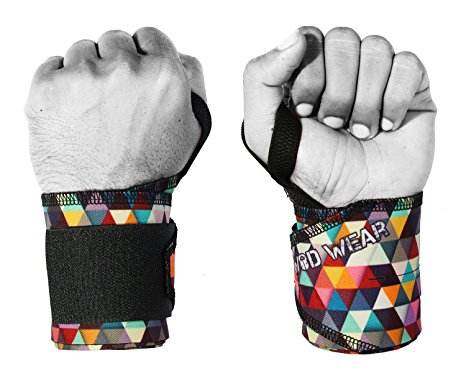 WOD Wear Wrist Wraps With Thumb Loop (THICK) by Great Wrist Supports For Cross Training, Weightlifing, Powerlifting, Bodybuilding, Olympic Weightlifting - One Size Fits All