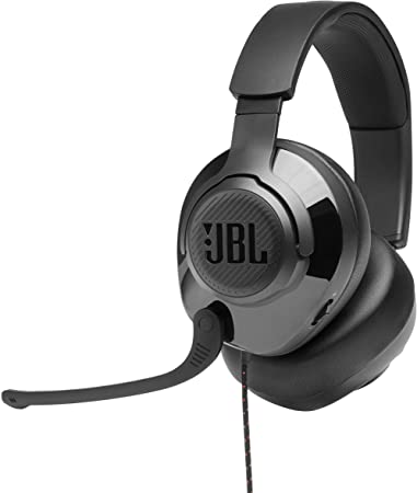 JBL Quantum 300 Wired Over-Ear Gaming Headset with Flip-Up Mic, 3.5mm Audio Cable & USB Audio Adapter - Black