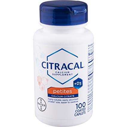 Citracal Petites, Highly Soluble, Easily Digested, 400 mg Calcium Citrate With 500 IU Vitamin D3, Bone Health Supplement for Adults, Relatively Small Easy-to-Swallow Caplets, 100 Count