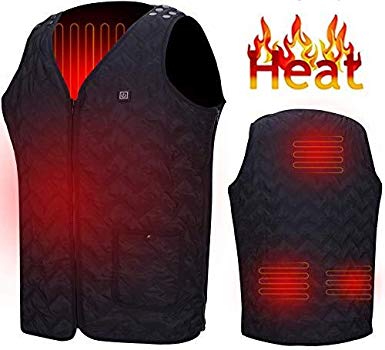 Heated Vest, Washable Size Adjustable USB Charging Heated Warm Vest for Outdoor Camping Hiking Golf (Battery Not Included) Black
