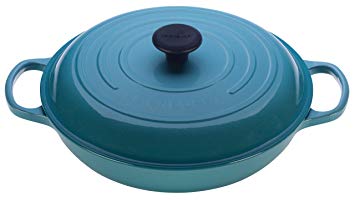 Le Creuset LS2532-3017 Signature Enameled Cast-Iron 3 1/2 Quart Round Braiser, Caribbean