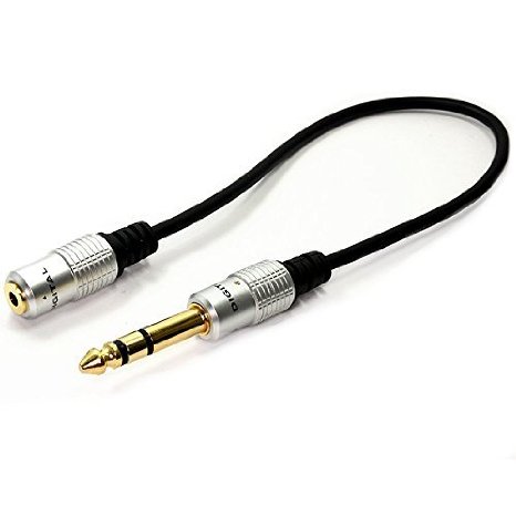 VONOTO 30cm Metal Stereo 6.35 Male to 3.5mm Female 6.35mm 1/4 inch Jack Plug to 3.5mm Jack Socket Headphone Extension Cable adapter for 3.5mm jack equipment,Mics and Headphones to be plugged into a 6.35mm(1/4) stereo jack socket input (3.5mm Female to 6.35mm Male)