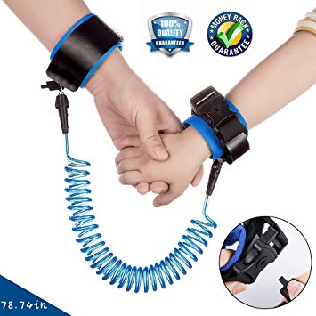Baby Anti Lost Wrist Link, Outdoor Safety Wrist Link for Toddlers, Babies & Kids (Blue 78.74in)