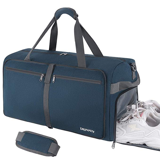 Defway 65L Travel Duffle Bag, Foldable Weekender Bag Lightweight Large Overnight Duffel Water & Tear Resistant