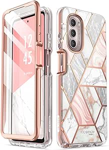 i-Blason Cosmo for Moto G Stylus 5G Case (2022) [Not for 4G Version& 2020/2021 Version] Slim Full-Body Stylish Protective Phone Case for Moto G Stylus 5G with Built-in Screen Protector, Marble Pink