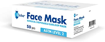 Globe Surgical 3 Ply Level 2 Face Mask 50/Box (USA Seller)