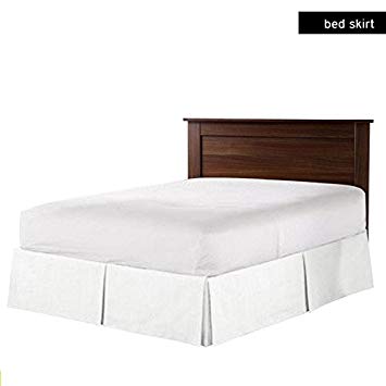 Pleated Bed Skirt with 18 Inch Drop Length (Full, Solid White) - Brushed Microfiber 1800 Series by American Bed Sheet
