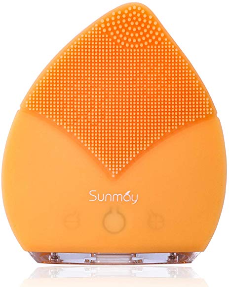 【Sunmay Leaf】- SUNMAY Sonic Facial Cleansing Brush and Face Massager UPGRADED VERSION Extra Soft Silicone Anti-aging Face Cleanser and Exfoliator for Facial Polish and Scrub (Vibrant Orange)