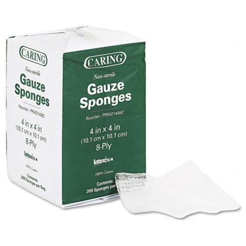 Medline Caring Woven Gauze Sponges, 4 x 4, NonSterile, 8-ply, 200 Sponges