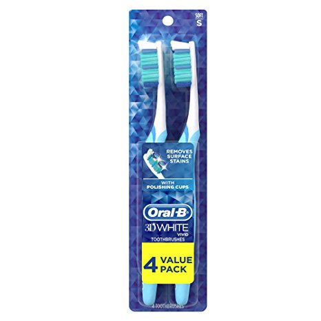 Oral-B 3D White Vivid Manual Toothbrush 4 Count Soft