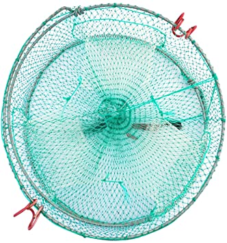Drasry Collapsible Fishing Trap for Crab Bait Lobster Crawfish Shrimp Fish Net Portable Accessories 11.8in x 5.9in (30cm x 15cm) 0.28 Inch Mesh