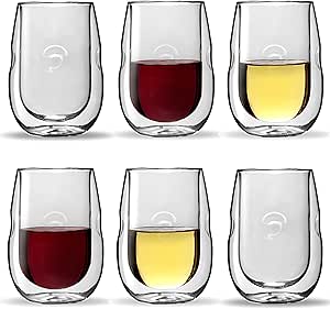 Ozeri Moderna Artisan Series Double Wall Insulated Wine Glasses - Set of 6 Wine and Beverage Glasses