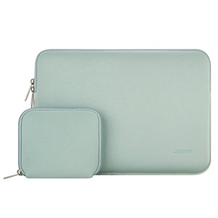 Mosiso Water Repellent Lycra Sleeve Bag Cover for 13-13.3 Inch Laptop with Small Case for MacBook Charger, Mint Green