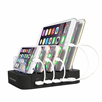 GEENKER 5-Port USB Charging Station Dock, Organizer for iPhone 7/7 Plus/6/6s/Plus, SE/5S/5C/5, iPad Pro/Air/Mini/4/3/2, Samsung Galaxy S7 Edge/S6/S5/S4/S3/Note/Note2/Tab, iPod, Nexus, HTC and more