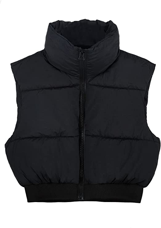 COZYPOIN Christmas Women Cropped Puffer Vest Winter Lightweight Sleeveless Padded Vest Outerwear Gilet