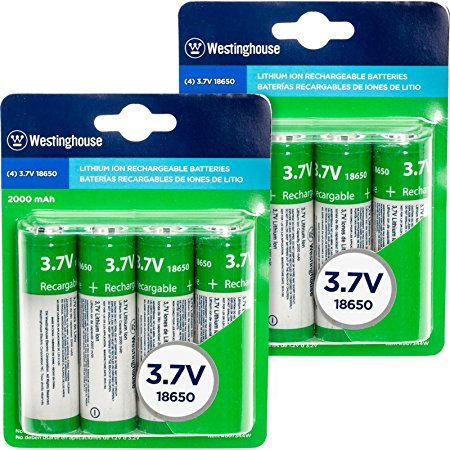 Westinghouse 4 Pack 3.7V 2000mAh Lithium Ion Rechargable Batteries